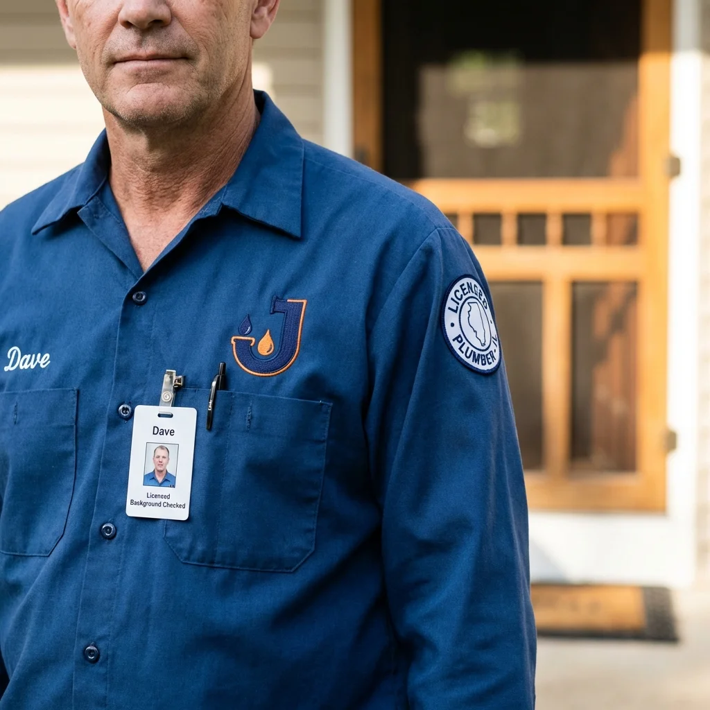 Licensed plumber showing ID badge in Brush Prairie, WA